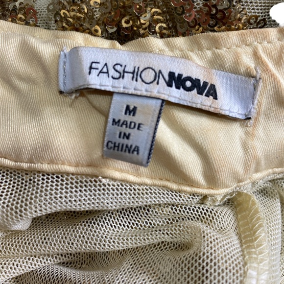 Fashion nova sequín Dress Sheer Golden size M - Picture 4 of 5